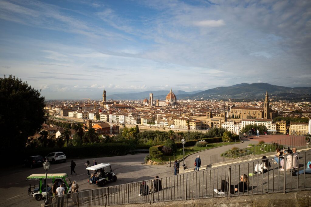 Florence skyline with the Duomo and Palazzo Vecchio seen from Piazzale Michelangelo