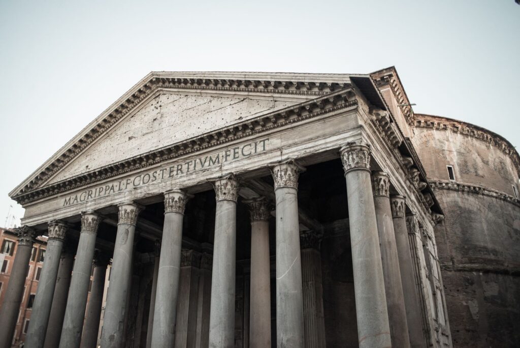 Portico of the Pantheon in Rome, day one of a three-day Rome itinerary